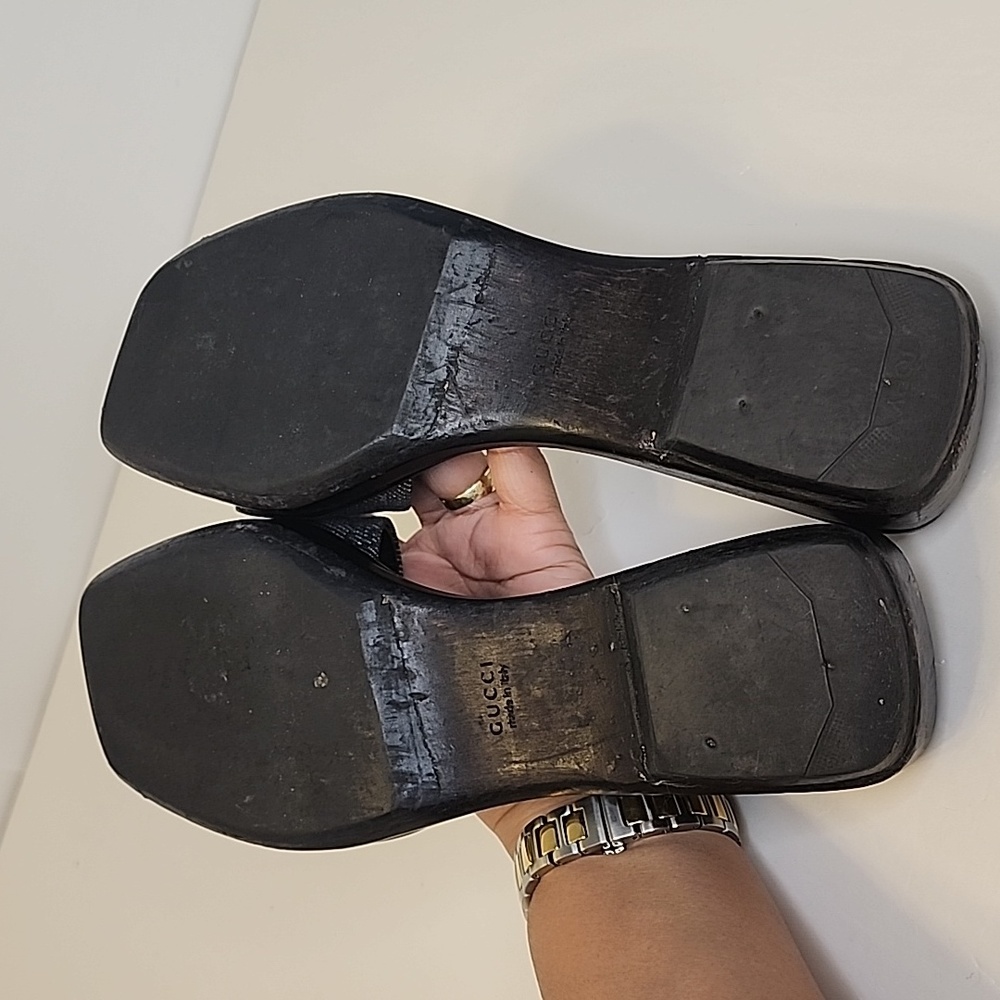 Gucci Sandalo Suola Gomma Denim GG Nero Sandal - Picture 10 of 17